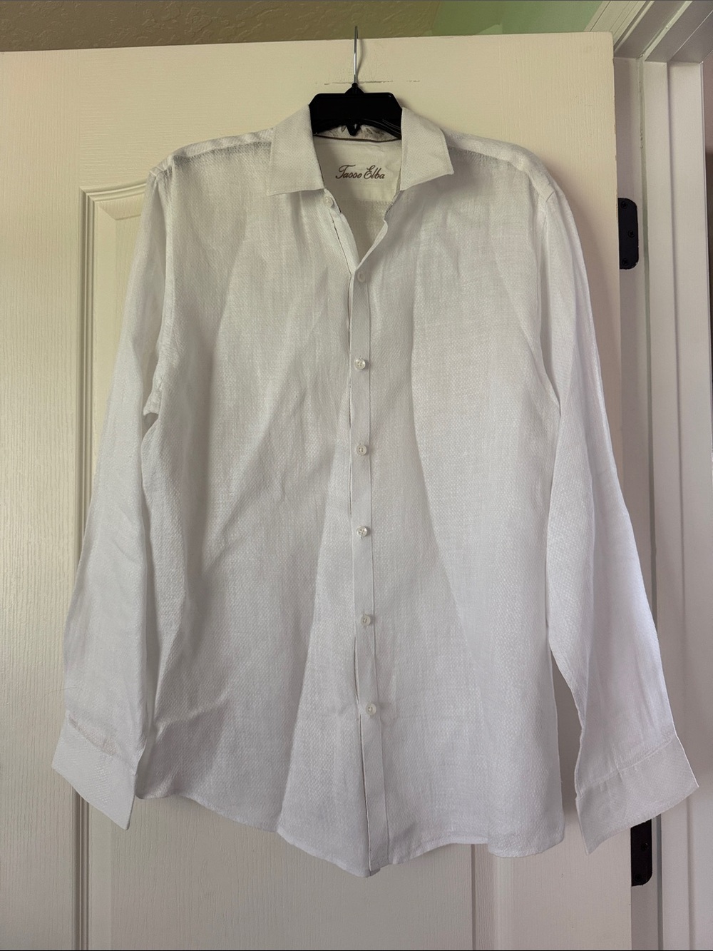Tasso Elba Men's White Textured Long-Sleeve Dress Shirt